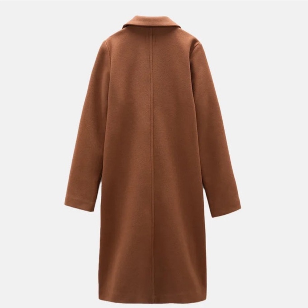 Zara Women's Camel Coat Open Front Lapel Collar - Large - Picture 7 of 7